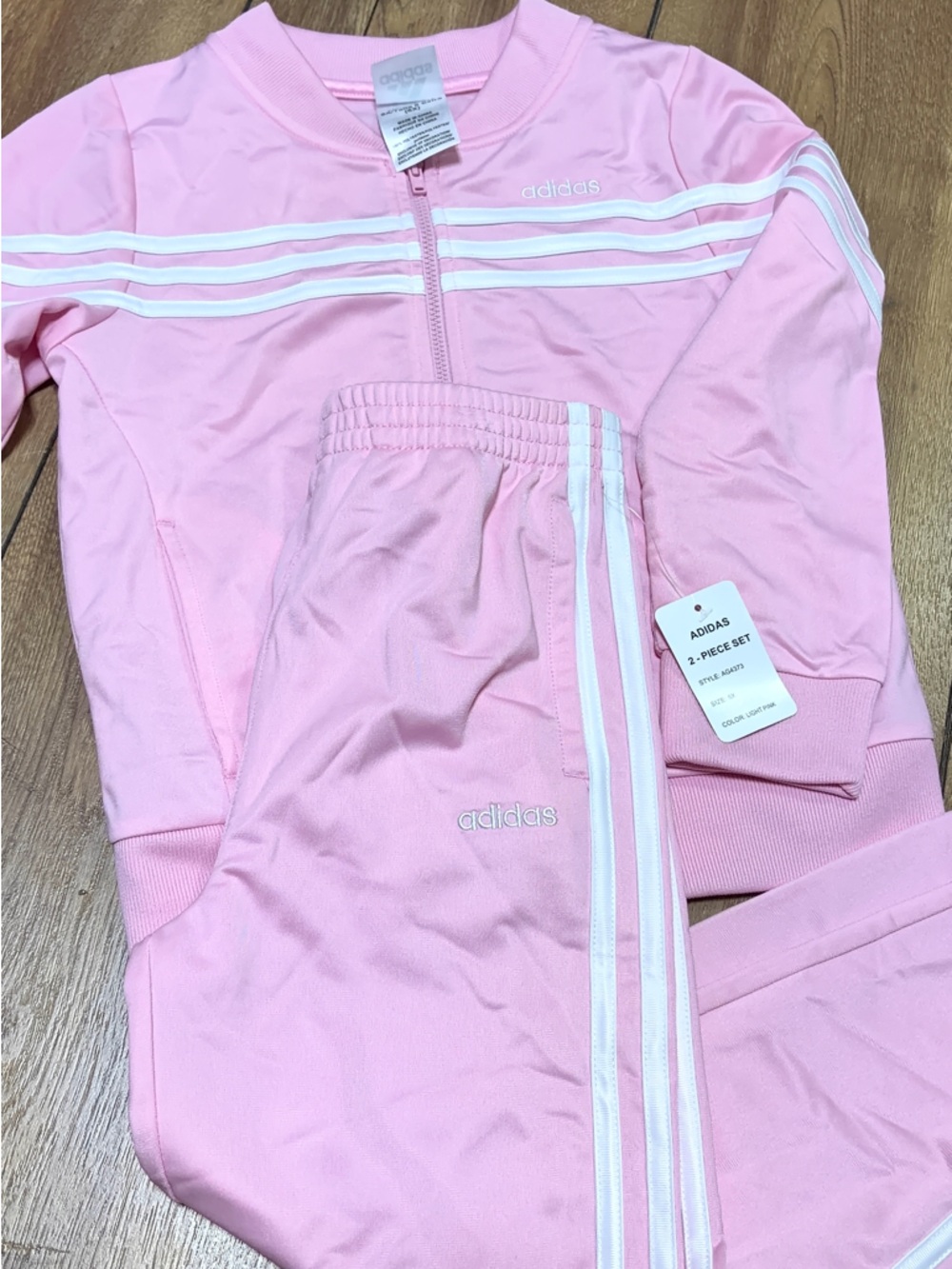 adidas Kids Pink Joggers with White Three-Stripes